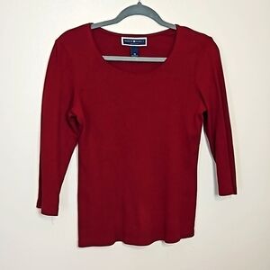 Karen Scott Petites Red Scoop Neck Top Small